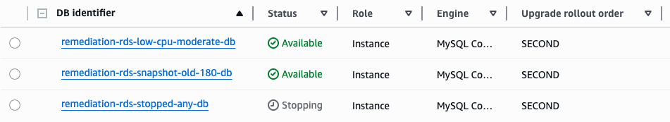 Stopped RDS Instance