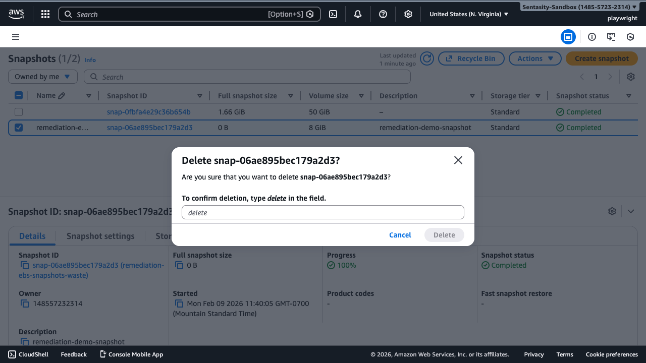 Confirmation dialog asking to type delete to confirm